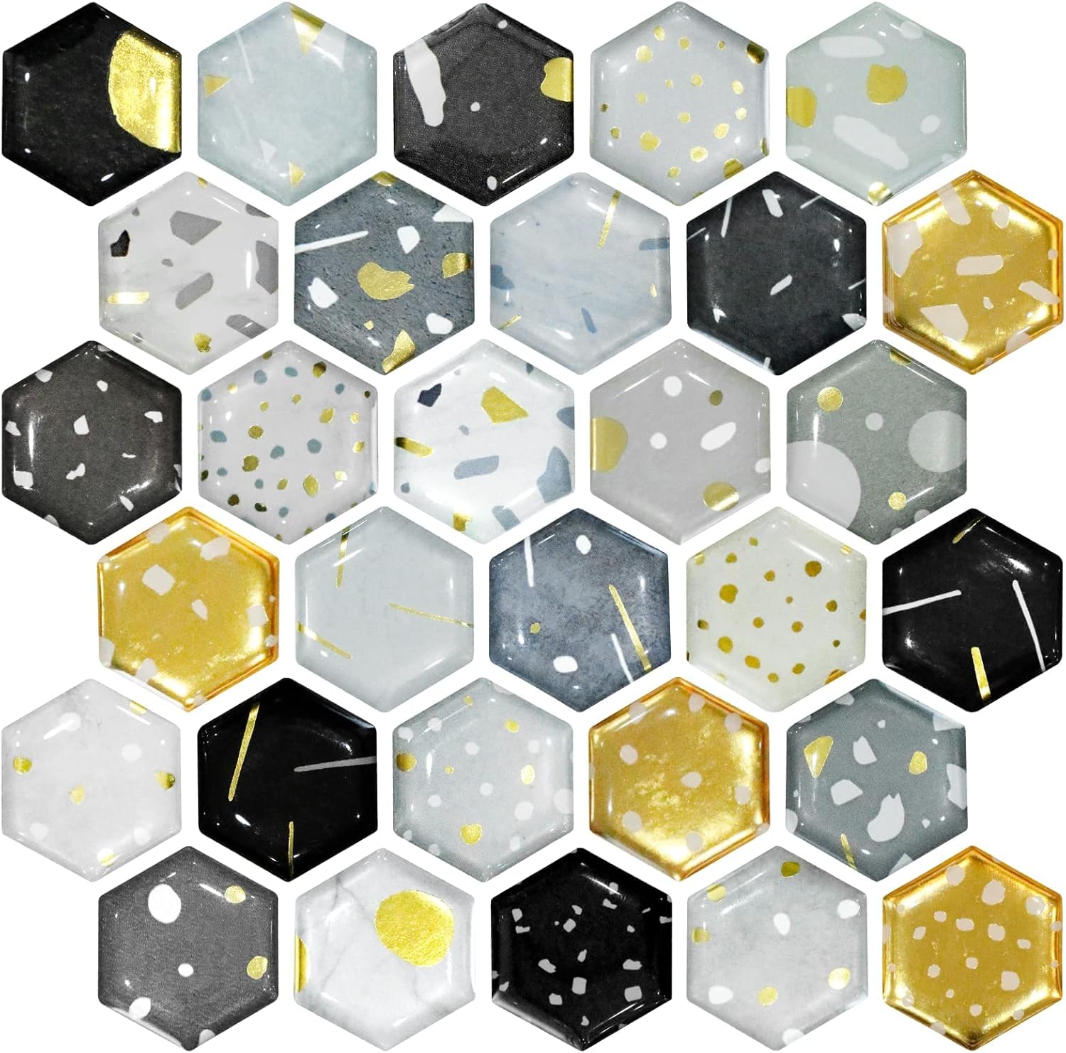 Laywvco Boys Glod 30Pcs Hexagon Fridge Magnets Colorful Refrigerator Magnets Cute Locker Magnets Decorative Whiteboard Magnets Glass Magnets