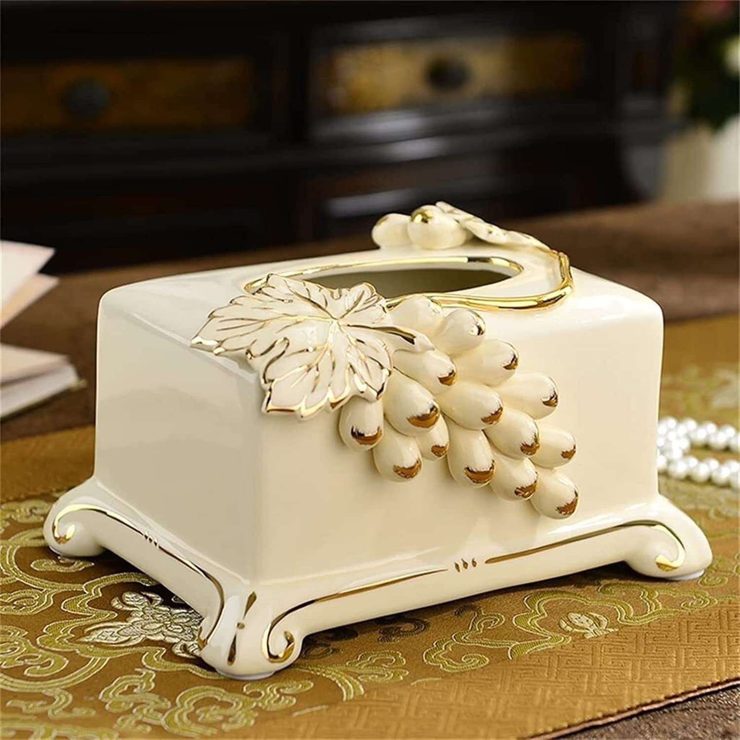 GTHTUHFD European-Style Living Room Tissue Box Napkin Box Ceramic Drawer Box Coffee Table Desk Decoration Ornaments