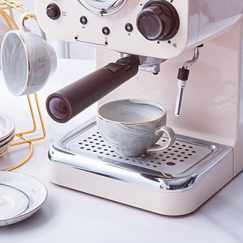 Ceramic Espresso Cups Set with Saucers and Metal Stand, 4 oz Porcelain Stackable Cappuccino Cups Teacup For Tea, Espresso, Latte, Coffee, Cafe Mocha(Gray)