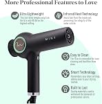 MINT Dragonfly Ionic Hair Dryer with Diffuser | Lightweight Professional Hair Dryer | Smart Negative Ion | High Speed Hair Dryer | Brushless Ionic Blow Dryer | Low EMF