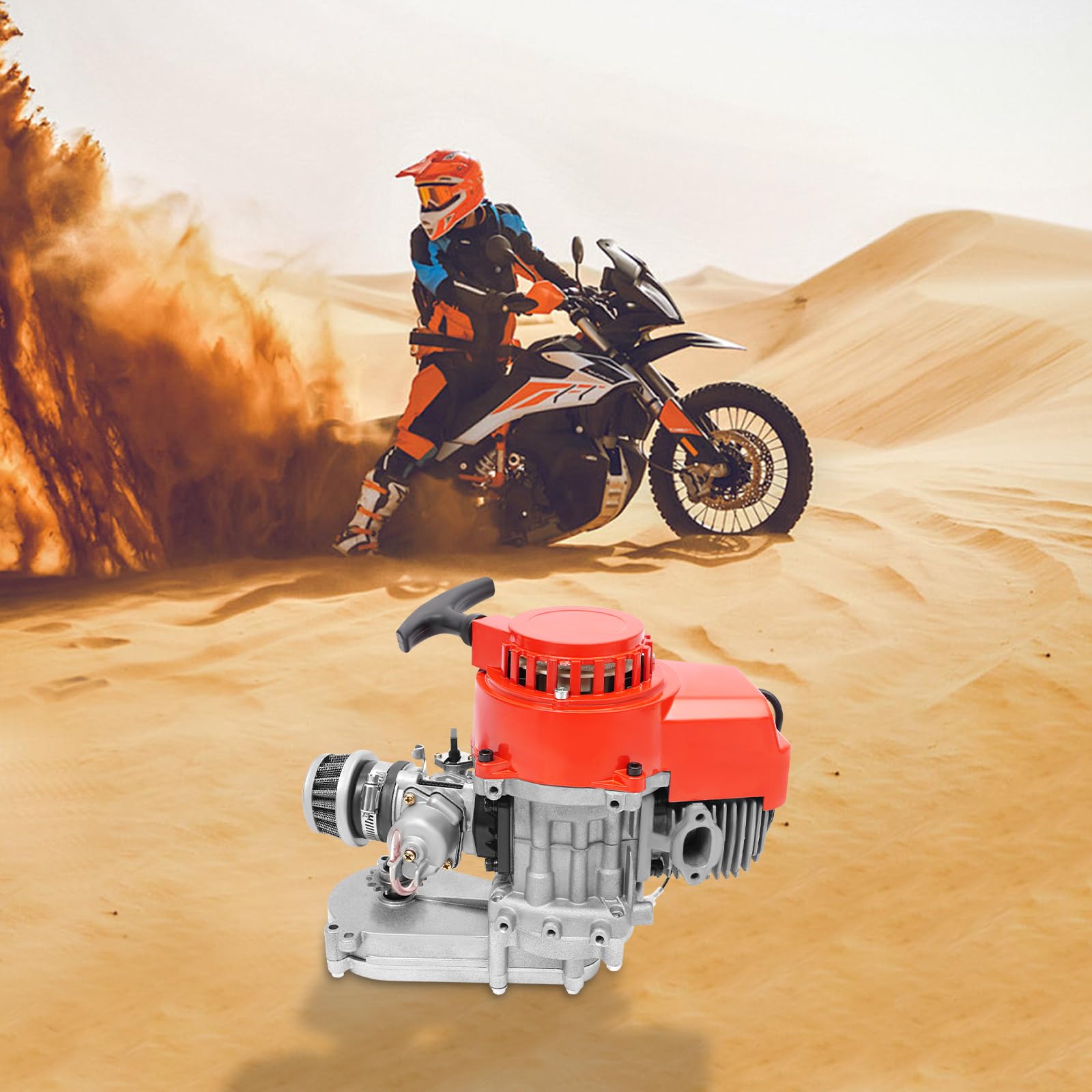 Motor Pocket Bike 49Cc 2 Tiempos, Motor Térmico Mini Moto 1,7 Kw 6000 Tr/Min, Motor Quad Dirt Bike Refrigeración Aire Tanque 1,2 L, Encendido Electrónico, Para Pocket Bike, Mini Motocicleta, Karting