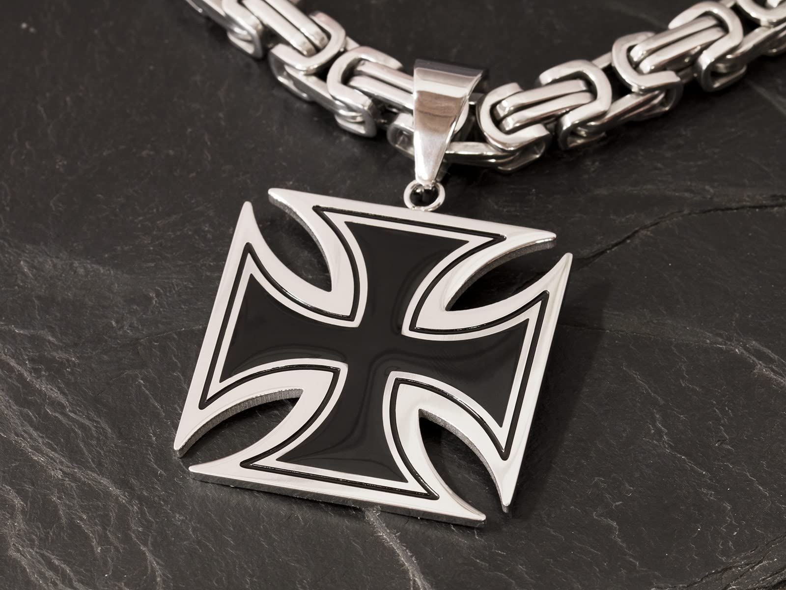 Fly Style Eisernes Kreuz Anhänger - 316L Edelstahl Kettenanhänger für Herren - Kreuz Schmuck