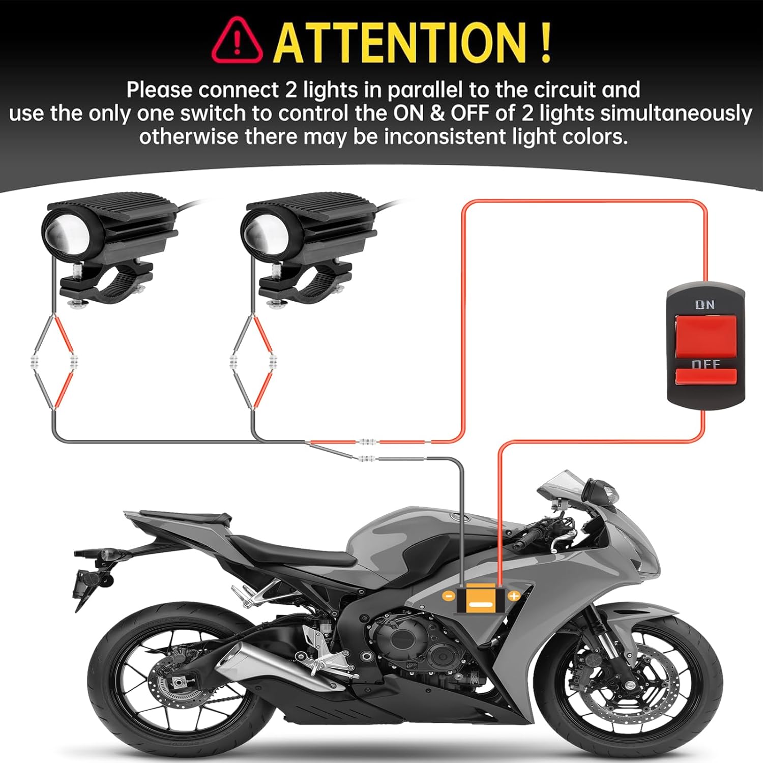 Windance 2PCS Motorcycle LED Headlight,4 Modes Hi/Lo Beam Yellow White 6500K waterproof Aux Spotlight for Tractor Truck/ATV UTV SUV/Boat 9V-85V (Black2pcs+Bracket)