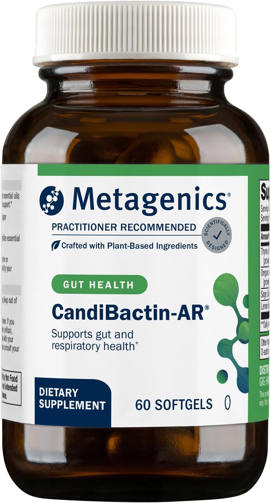 Metagenics CandiBactin-AR - Oregano & Thyme Essential Oils with Sage & Lemon Balm - Supports Digestive Health, Microbial Balance & GI Comfort - Enteric-Coated Softgels - Gluten-Free - 60 Softgels