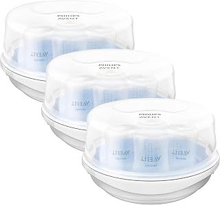 Philips Avent SCF281/05 Microwave Steam Sterilizer - Kills 99.9% Germs in 2 Min, Pack of 3 for Bottles & Pacifiers