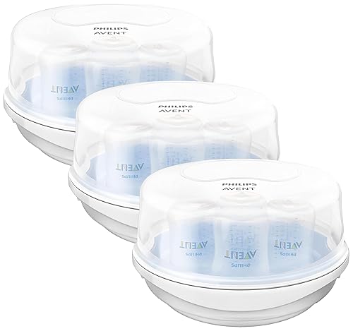 Philips AVENT Esterilizador de vapor para microondas para biberones, chupetes, tazas y más, SCF28105 (paquete de 3)