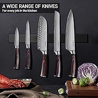 Vista 9 de 5 Pcs Chefs Kitchen Sharp Knife Set - Japanese Professional Cooking Cutting Knives for Meat Vegetable Bread and Paring, High Carbon Stainless Steel