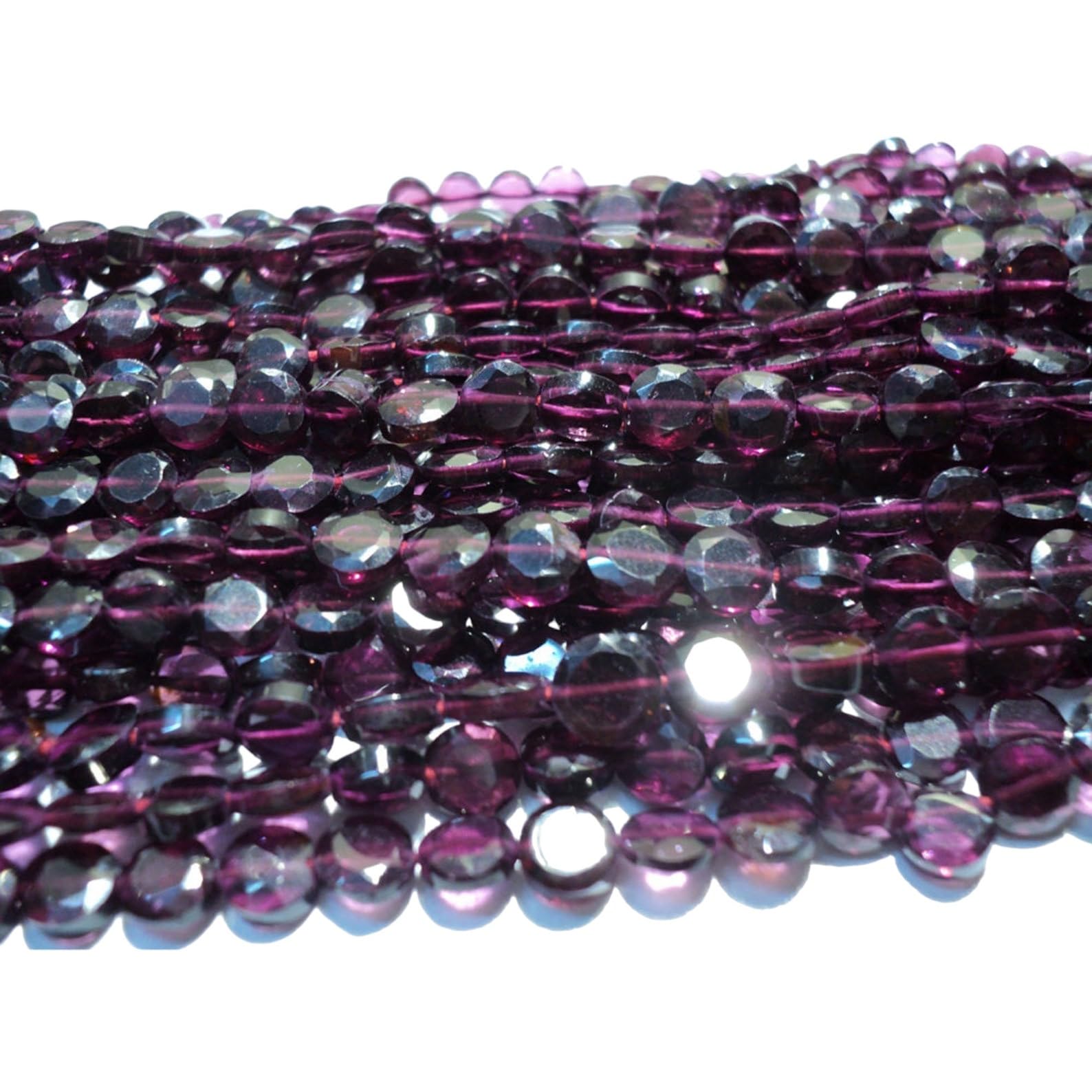 Perles de pièces à facettes grenat 5mm : fil régulier de 13IN pour enfilage facile