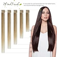 Vista 6 de WindTouch - Extensiones de cabello humano liso con pinzas, color negro azabache, 2.47 onzas, N.° 1, 12 pulgadas, 7