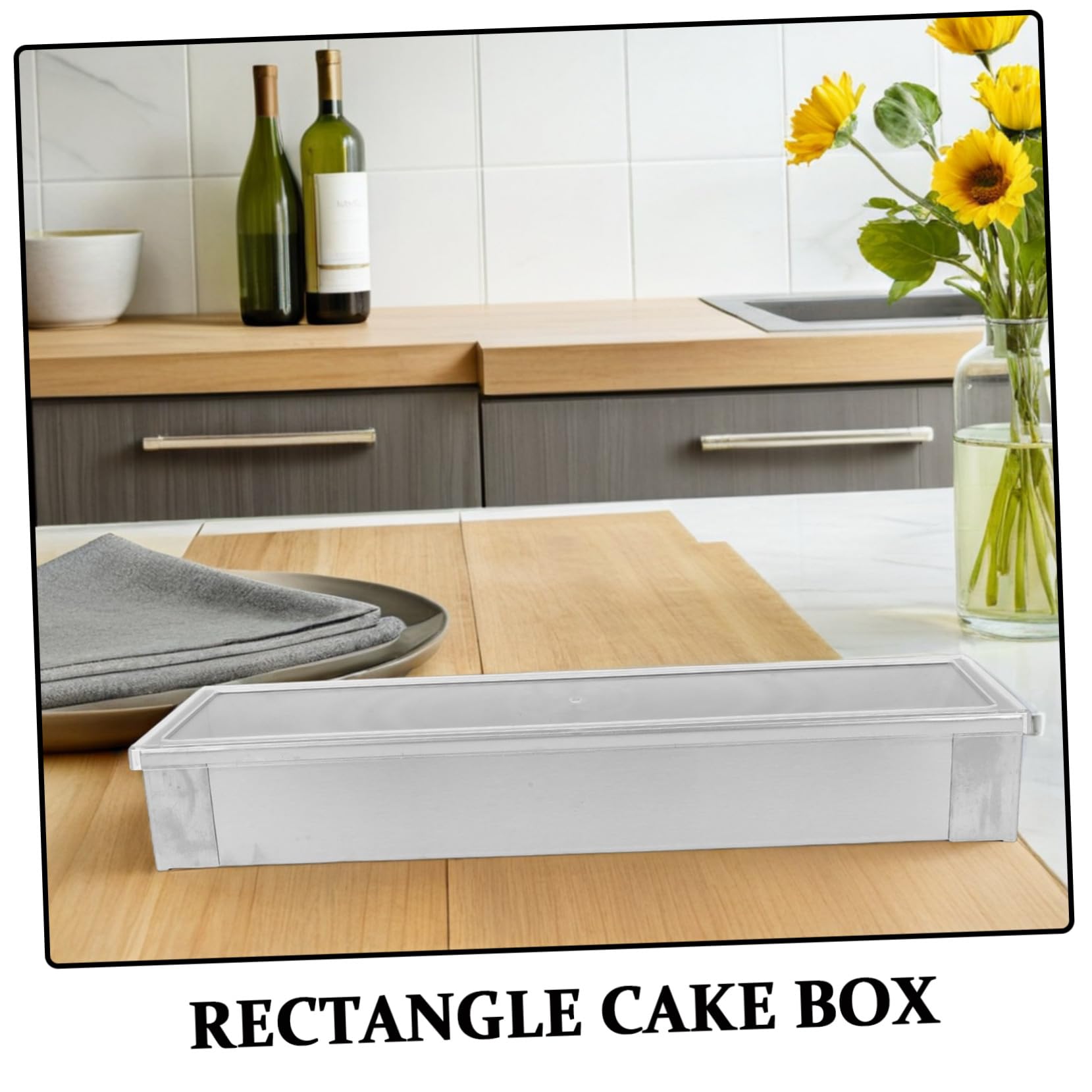 MAGICLULU Rechteckige Kuchenform aus Edelstahl mit Deckel und Eingravierten Maßangaben für Desserts und Lasagne für Hobbybäcker und Profis in Küche