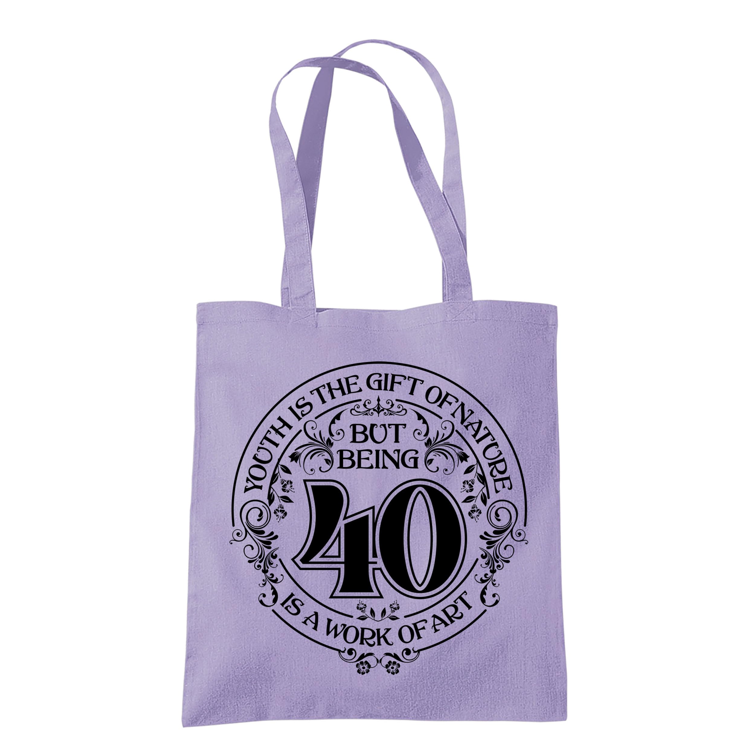 Dead Set Studio 40th Birthday Tote Bags - 40th Birthday Bag for Women Born in 1986, Funny & Stylish 40th Gift Bag for 40 Year Old Women LAVANDER