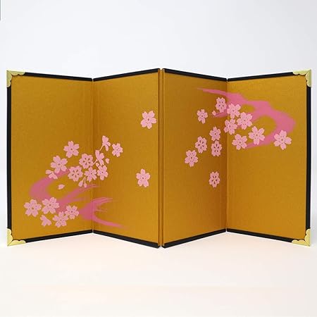 Amazon ミニ屏風 ４曲屏風 ５ 桜水 高さ15cm 民芸品 おもちゃ