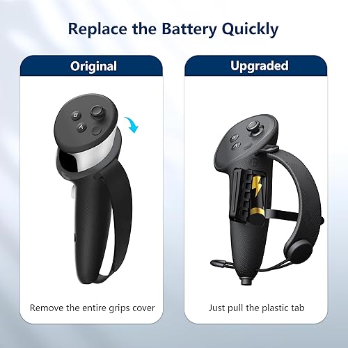 Vista 2 de AMVR Extended Controller Grips Cover Compatible with Meta/Oculus Quest 3S/Quest 3 Accessories, with Battery Opening Cover and Knuckle Straps