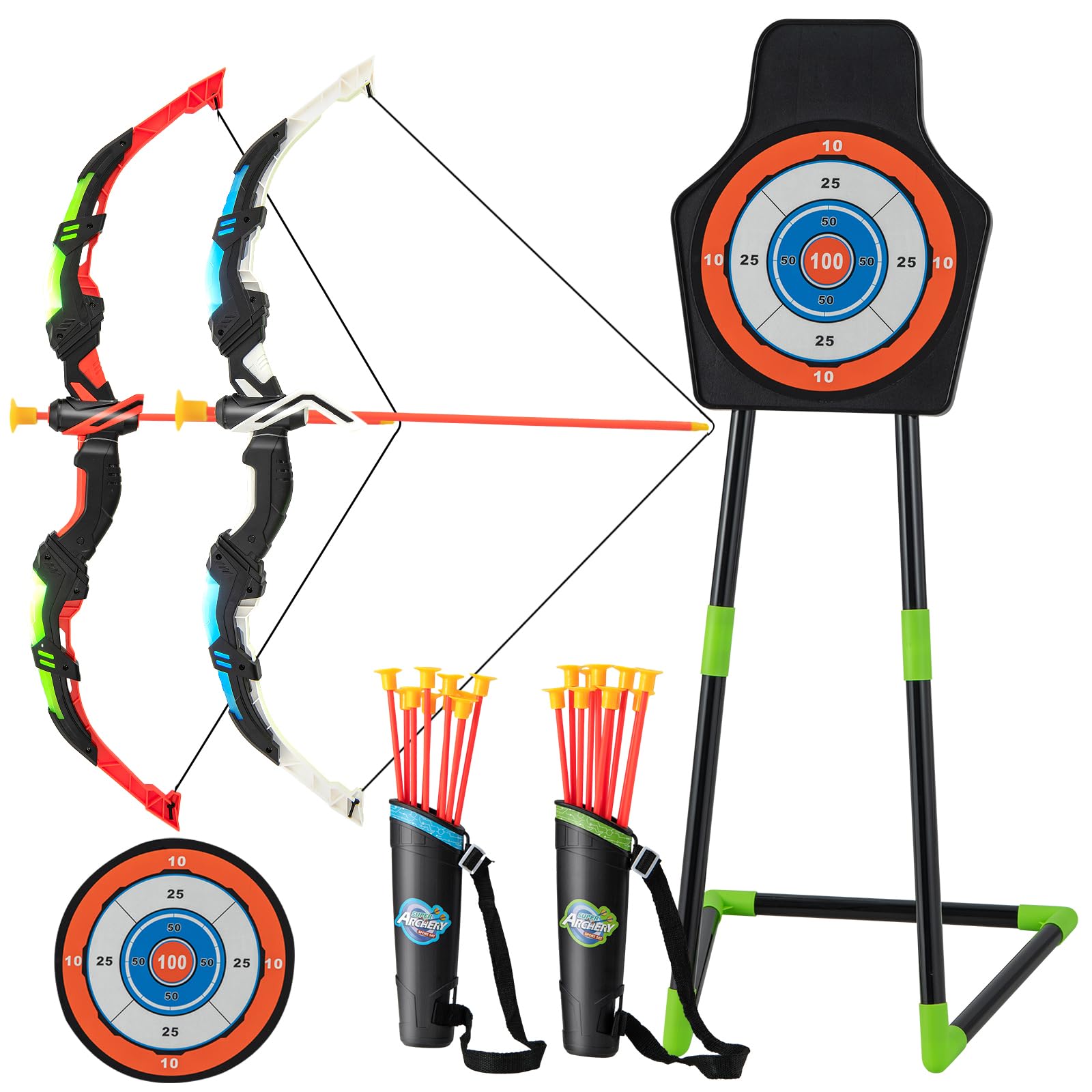 SPOTRAVEL Youth Archery Bow Set, Bow and Arrow Toys with LED Light Up Bow