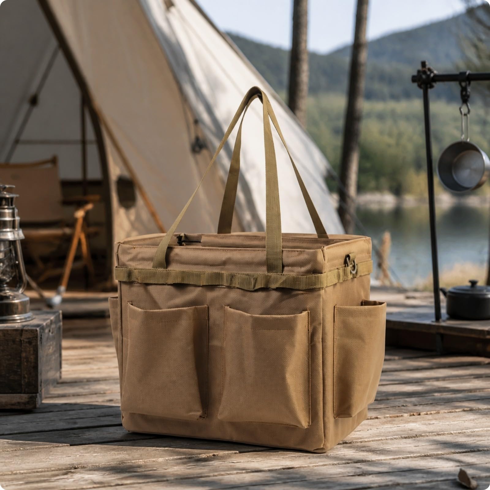 Gralara Organizador con Bolsillos Malla | Portátil, Bolsa Almacenamiento para Camping, Plegable, Picnic,
