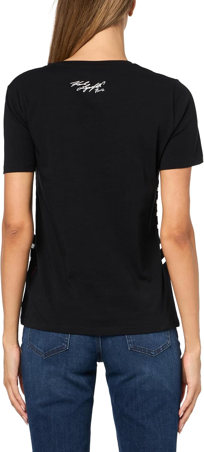 Karl Lagerfeld Women's Short Sleeve Crew Neck Logo T-Shirt