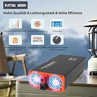 DATOUBOSS 2000W/4000W Inverter 24V-230V tiszta szinuszhullám USB Type-C LCD kijelzővel 5
