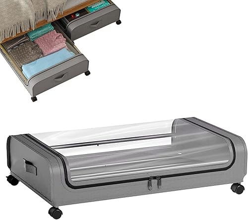 Contenedores de almacenamiento debajo de la cama con ruedas y tapa, almacenamiento de zapatos rodantes debajo de la cama con ruedas, cajones debajo