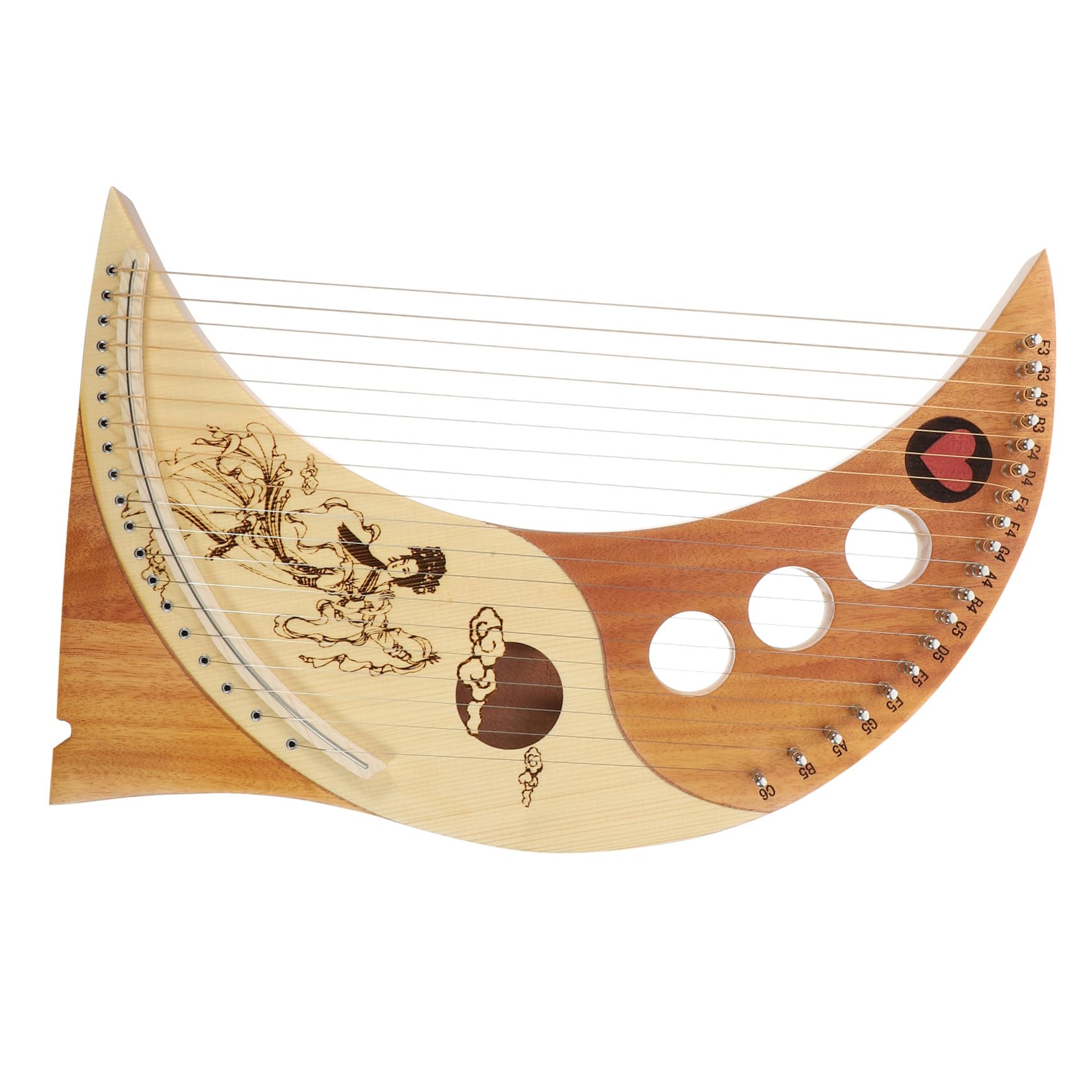 Arpa Lira in Cedro 19 Corde Set Completo, Suono Pieno e Confortevole, Portatile e Delicata, per Principianti e Ragazzo Ragazza come Strumento Musicale Retrò Colore Casuale