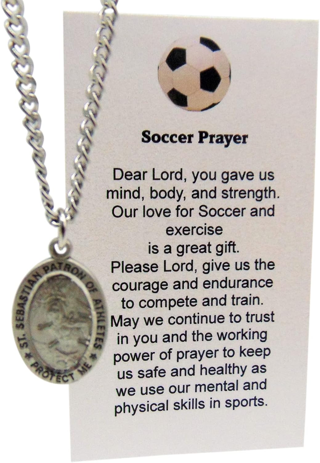 Westmon Works St Sebastian Soccer Medal Set with Pewter Pendant Medallion on a Stainless Steel Chain Prayer Card Boxed - Image 7