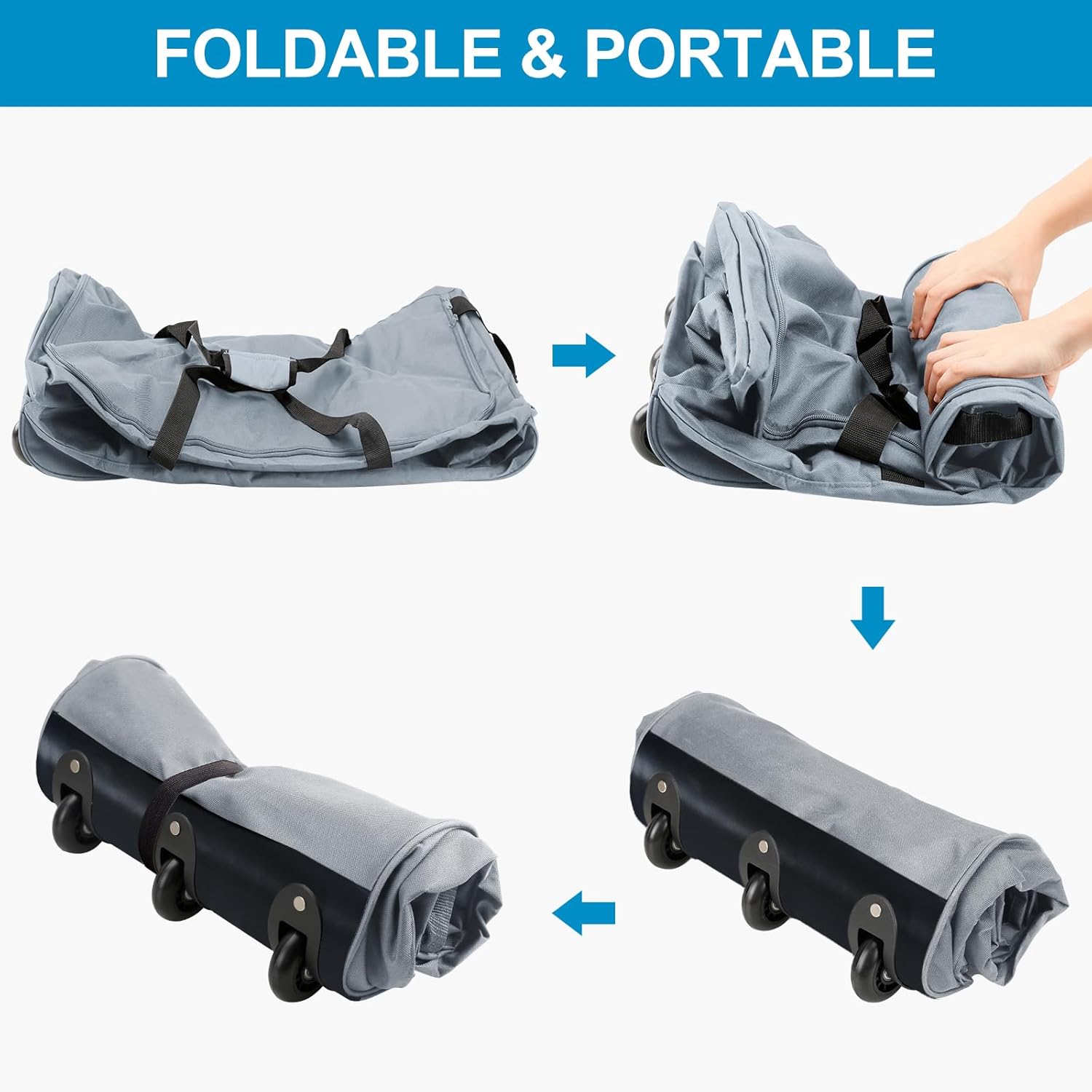 Finnhomy 120L Foldable Rolling Duffel Bag with 3 Wheels, Light Weight Travel Duffel bag with Large Loading Capacity, 32'' Rolling Duffel bag with Shoulder Strap
