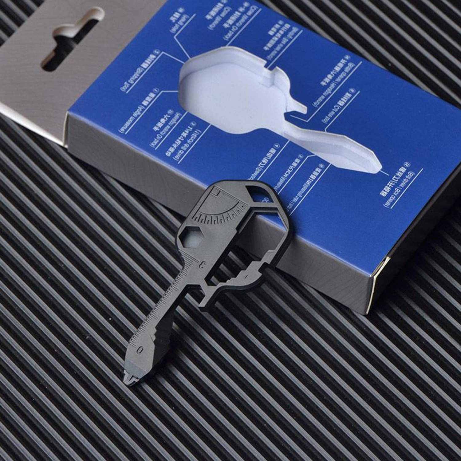 Strumento Multifunzione 20 In 1 A Forma Di Chiave In Acciaio Inox - Portachiavi EDC Con Cacciavite E Apribottiglie