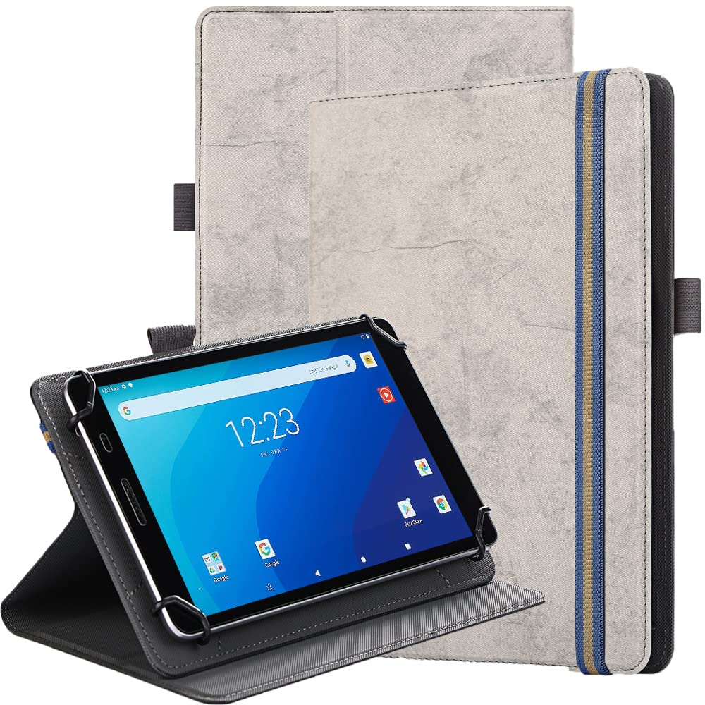 SINSOUniversal Stand Folio Case Cover for All 7-8" Tablets (Fire 7 tablet/Fire HD 8,iPad Mini 5/4/3/2/1,iPad mini 6,Lenovo Tab M7 7 inch/Lenovo Tab M8 8 inch), Grey