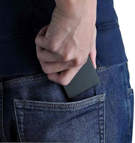 Vista 4 de HONB Soporte para tarjetas de crédito RFID, cartera delgada de cuero genuino para viajes, billetera desplegable para hombres, Negro -, Cartera Rfid