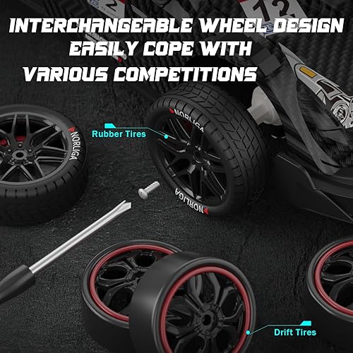 Miniatura 5 de Coche de control remoto RC Drift Car escala 116 4WD RC Car con luces LED 2.4GHz 17.4 mih RTR de alta velocidad de carreras de juguete deportivo para