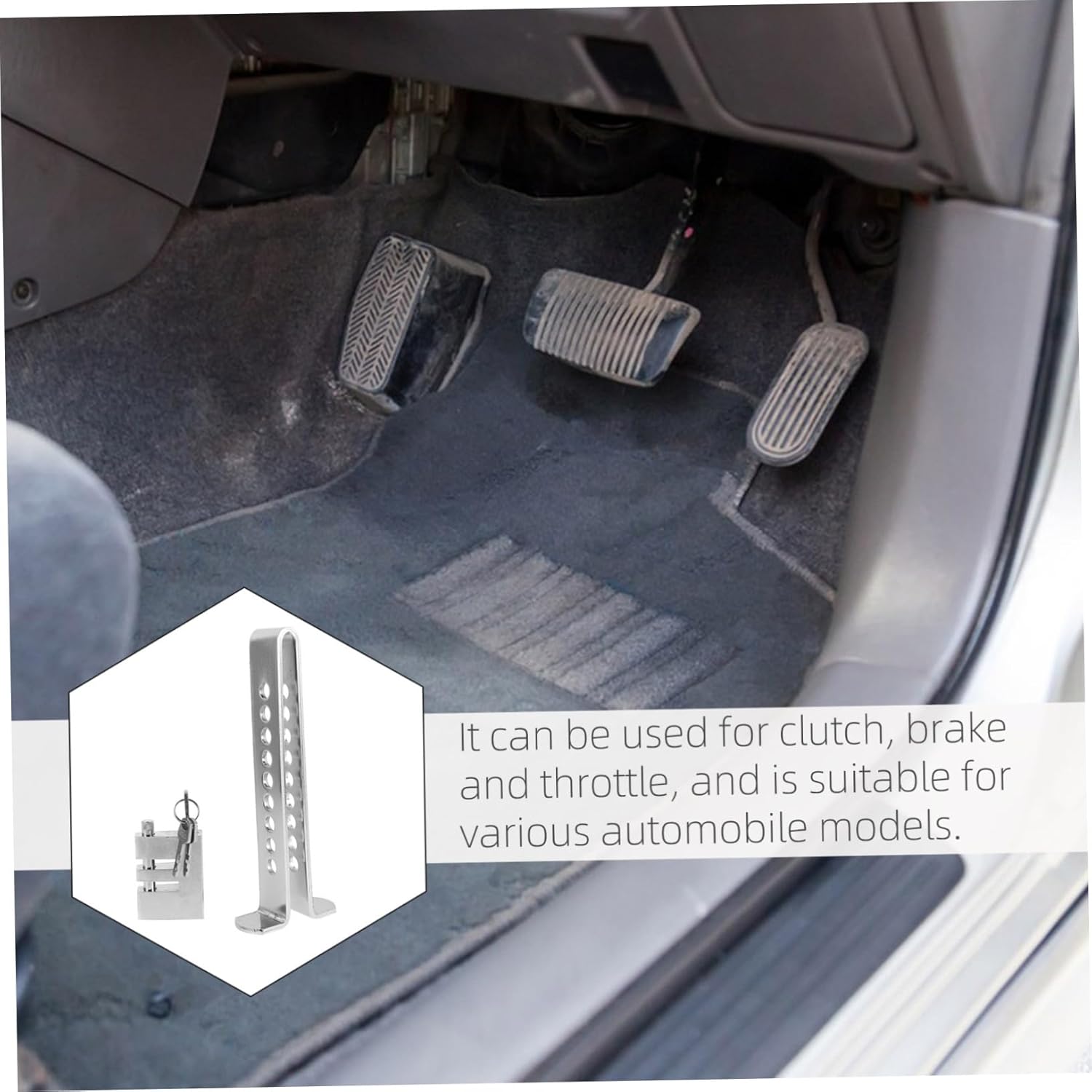 Adjustable U Shaped Theft Clutch Brake Lock Multifunctional Vehicle Security Device for Steering Wheel Pedals Visible Warning Durable Construction Fits