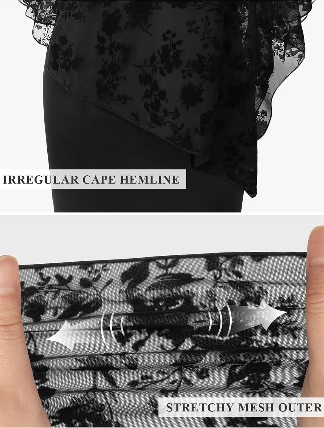 SeSe Code Women's Mesh Cape Overlay Bodycon Knee Length Pencil Dress for Wedding Guest - Image 4