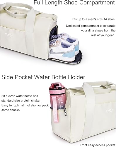 Miniatura 4 de Bolsa de gimnasio para mujeres y hombres con compartimento para zapatos y bolsillo para artículos húmedos, bolsa de lona para viajes, deportes