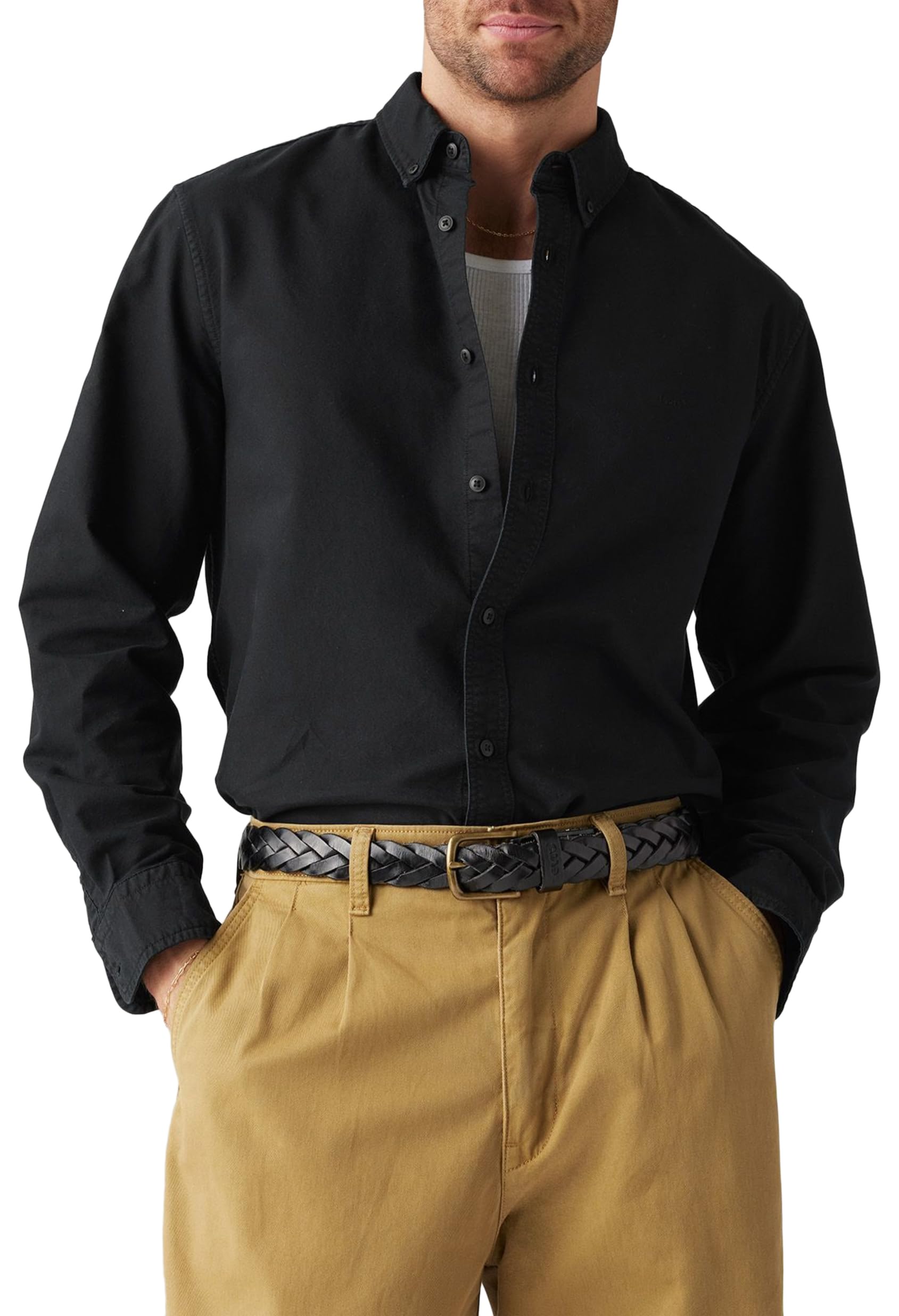 Levi's Herren Authentic Button Down Kincaid Jet Black Garment Dye XL