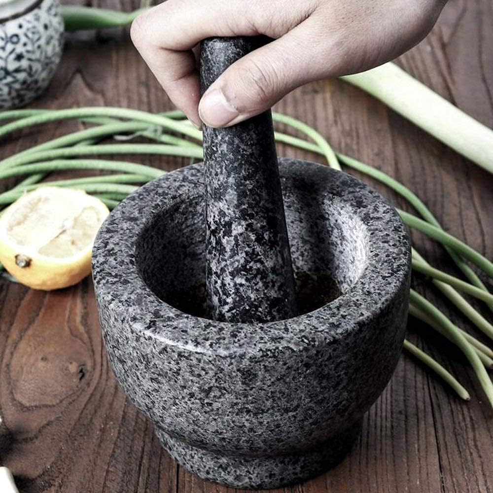 Mortar and Pestle Set Spice Stone Grinder Natural Honing and Polishing Granite Non Porous