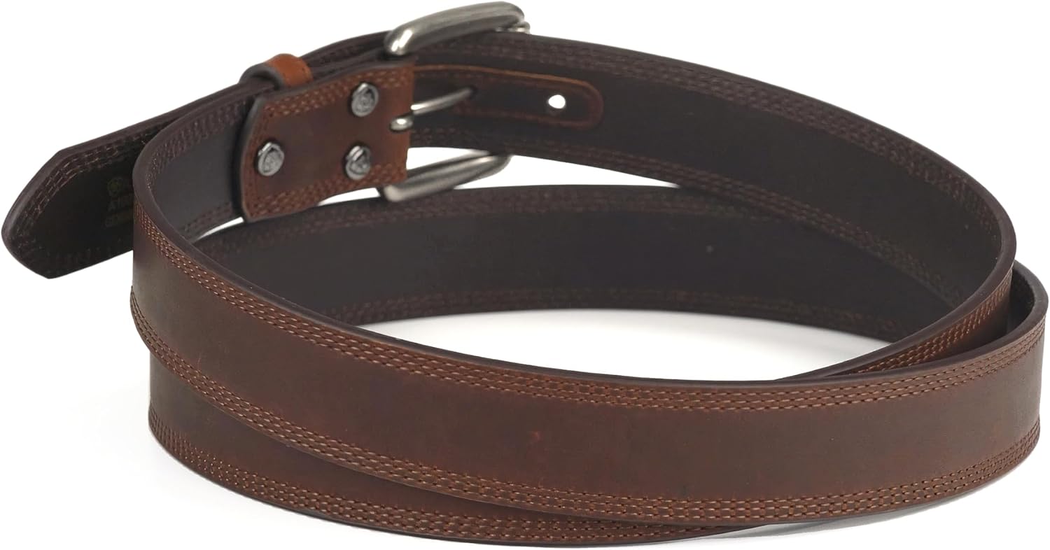 ARIAT Men's Triple Row Stitch Leather Work Belt with Removable Roller Buckle - Image 5