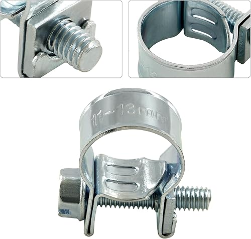 Vista 23 de Abrazadera de tubo ajustable de acero inoxidable para tubería de combustible (0.23 a 0.31 pulgadas), abrazadera de tubo ajustable para tubería