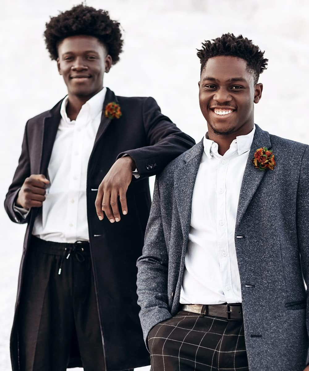 Men's Formal Kente & Animal Print Flower Lapel Pin - Boutonniere for Men, Brooch Pin