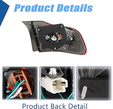Silscvtt Passenger Side Outer Rear Brake Tail Light Assembly Replacement for Toyota Corolla 2009 2010 Red Lens Right Tail Lamp 8155002460 TO2801175