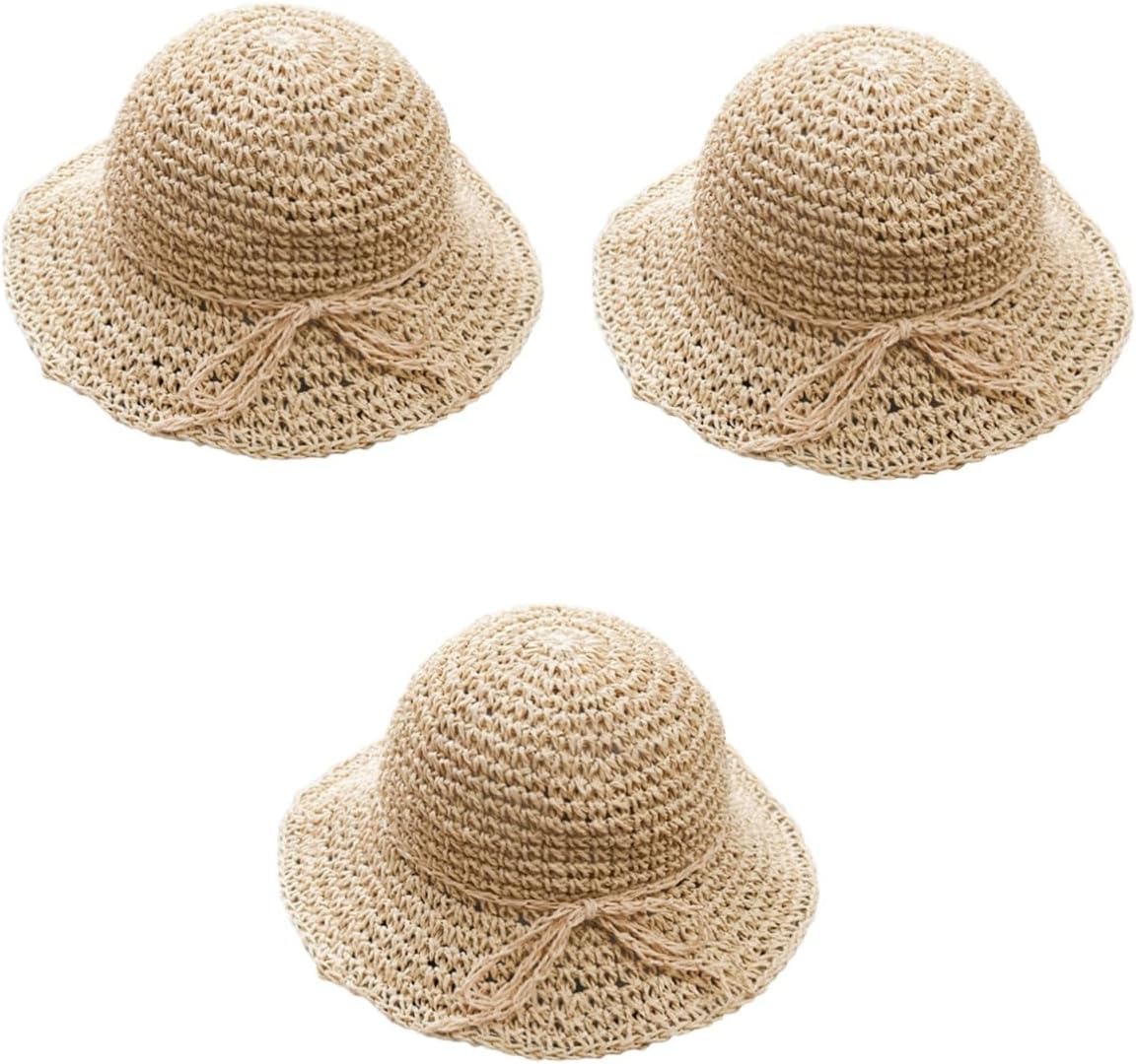 2pcs Summer Straw Woven Beach Hats Kids Girl Kids Summer Straw Hat Kids Summer Floppy Beach Sun Hat Wide