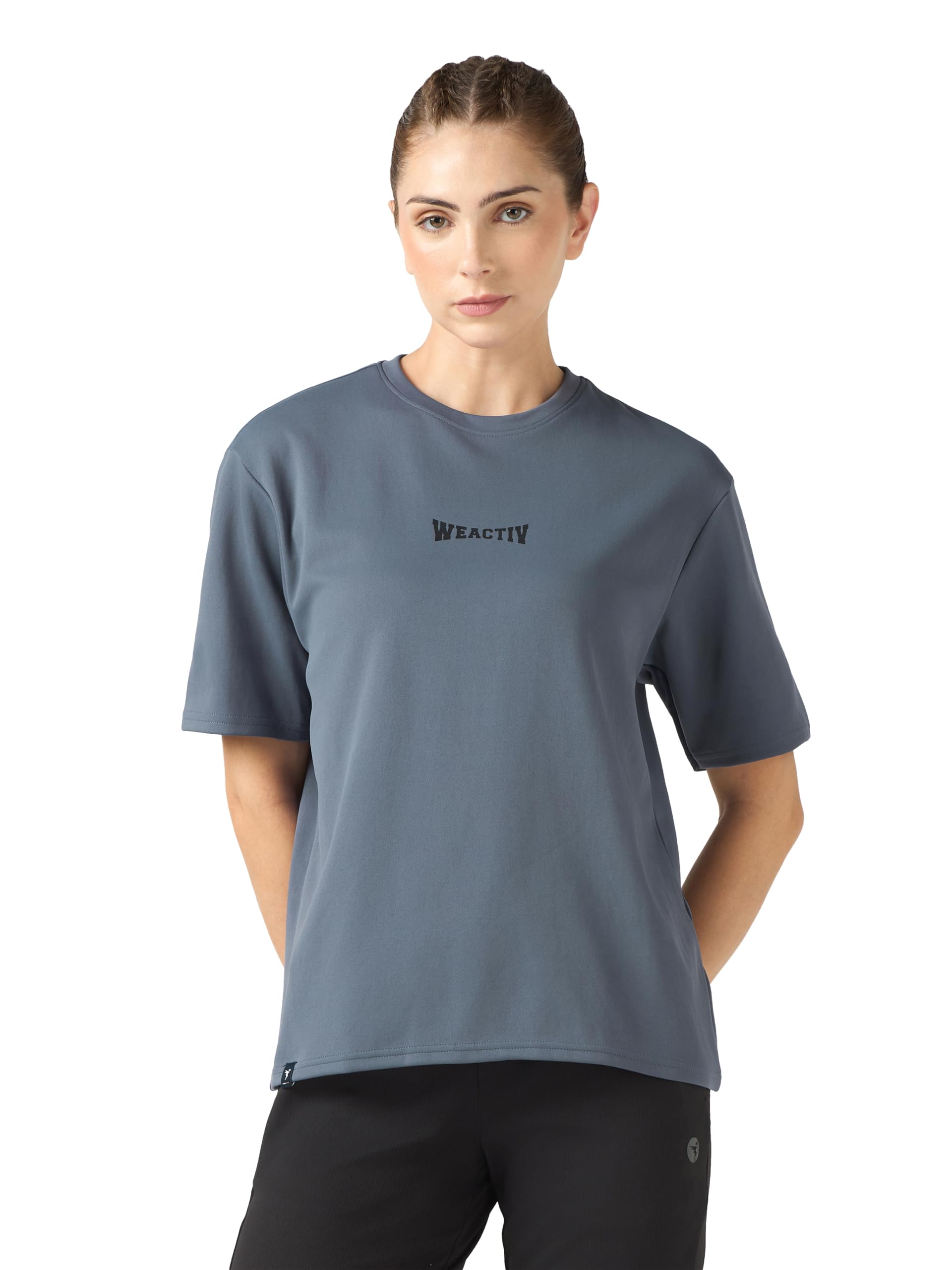 Women's Relaxed Fit Round Neck Back Print Half Sleeves T-Shirt with UPF50+, Techno Dry for Gym, Running, Sports & Casual Use-image-28