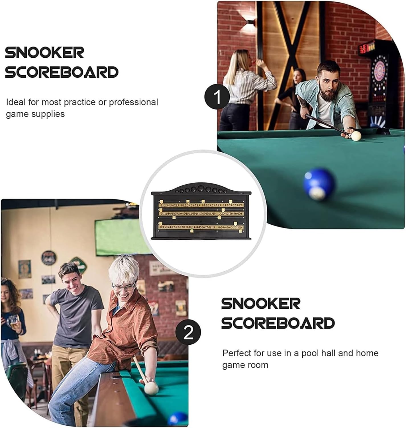 Wall Mounted Billiards Scoreboard,Snooker Pool Scoreboard Game Scorer Billiard Accessories, Player Calculation Number Tools, Billiard Plastic Board Integrator,