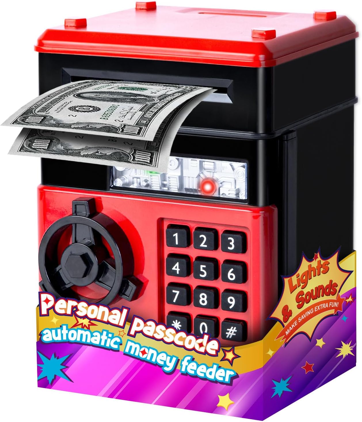 Refasy Children Toy for 5-7 Year Old Girls,Piggy Banks Toy for 8-16 Year Old Girls Boys Birthday Gifts Toy Gifts for Kids Coin ATM Electronic Piggy Banks Toys Great Christmas Ideas for Kids multicolor