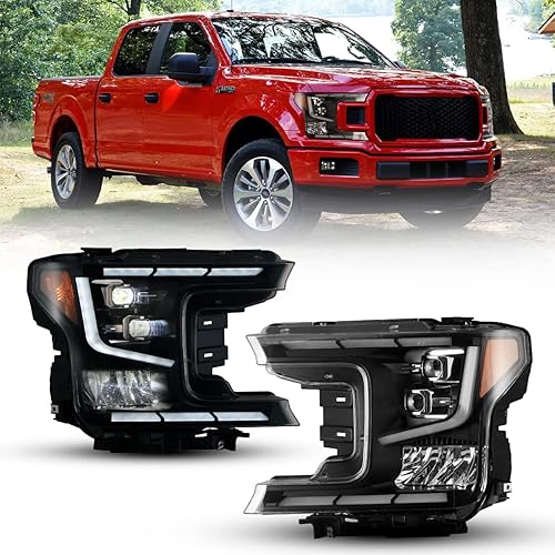 Winjet Conjunto completo de faros delanteros LED para Ford F150 2018 2019 2020, lámpara de cabeza LED con luz de señal de giro secuencial LED, DRL,