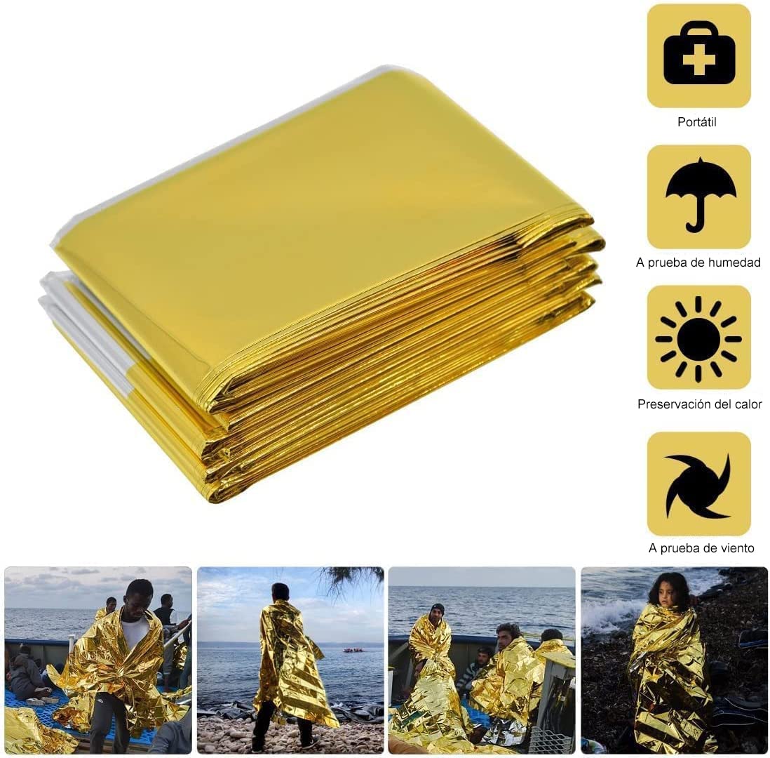 HonYao Manta Térmica Supervivencia 3 Piezas Oro Plata 210x160 cm Rescate Frío Lluvia Viento