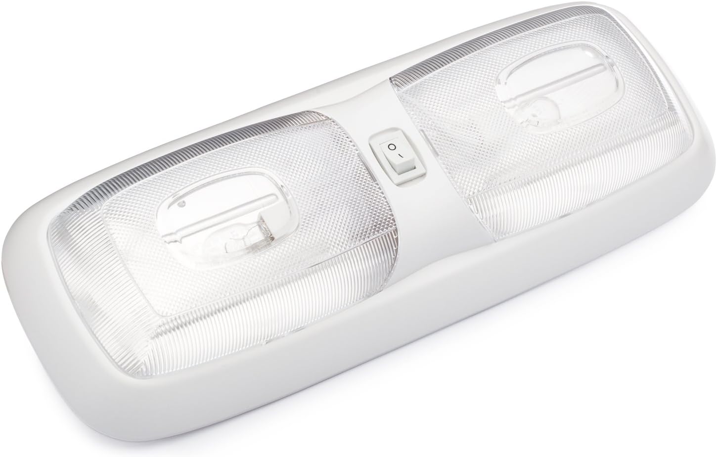 Lumitronics RV Euro Style 12V Interior Double Dome Light with On/Off Switch (White)