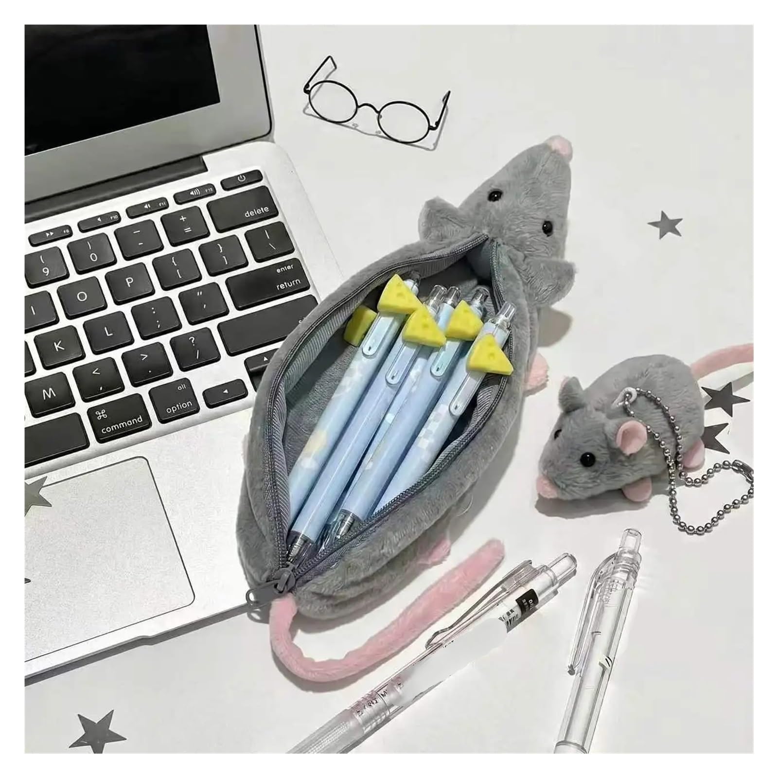 1 astuccio in peluche for mouse for studenti | Design a cartoni animati, grande capacità, peluche divertente, estetica, regalo