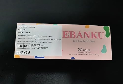 Miniatura 15 de EBANKU Tiras de uñas de gel curadas, 20 unidades de calcomanías de gel UV rosa nude, autoadhesivas de larga duración con lima de uñas y palo