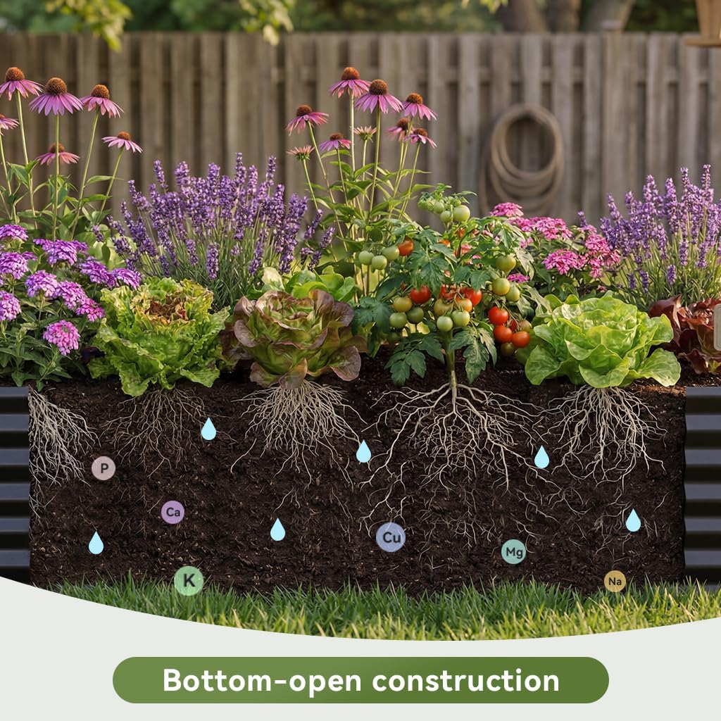 COMHOMA 2 Pack Galvanized Raised Garden Bed,6x3x2ft Large Metal Planter Box for Outdoor Vegetables,Corrugated Steel Herbed Plants Container,Extra Deep Gardeners Kits with Open Bottom