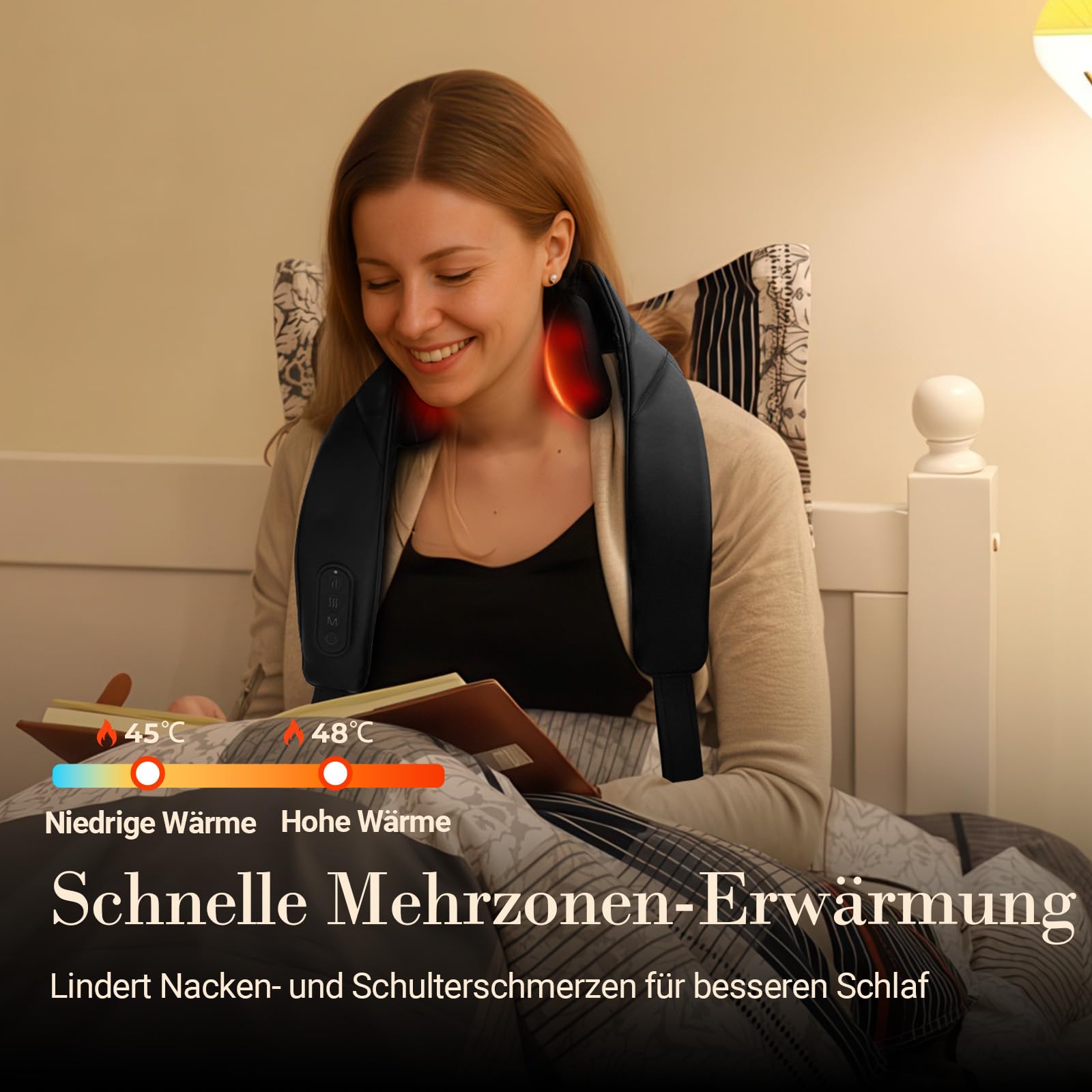 CuPiLo Kabelloses Shiatsu-Nackenmassagegerät mit Wärme, Freihändig Tragbar | 4D Shiatsu-Tiefenmassage wie echte Hände, 5-Zonen-Wärme, 3 Modi, 3 Intensitäten, Auto-Off, Ideal als Geschenk