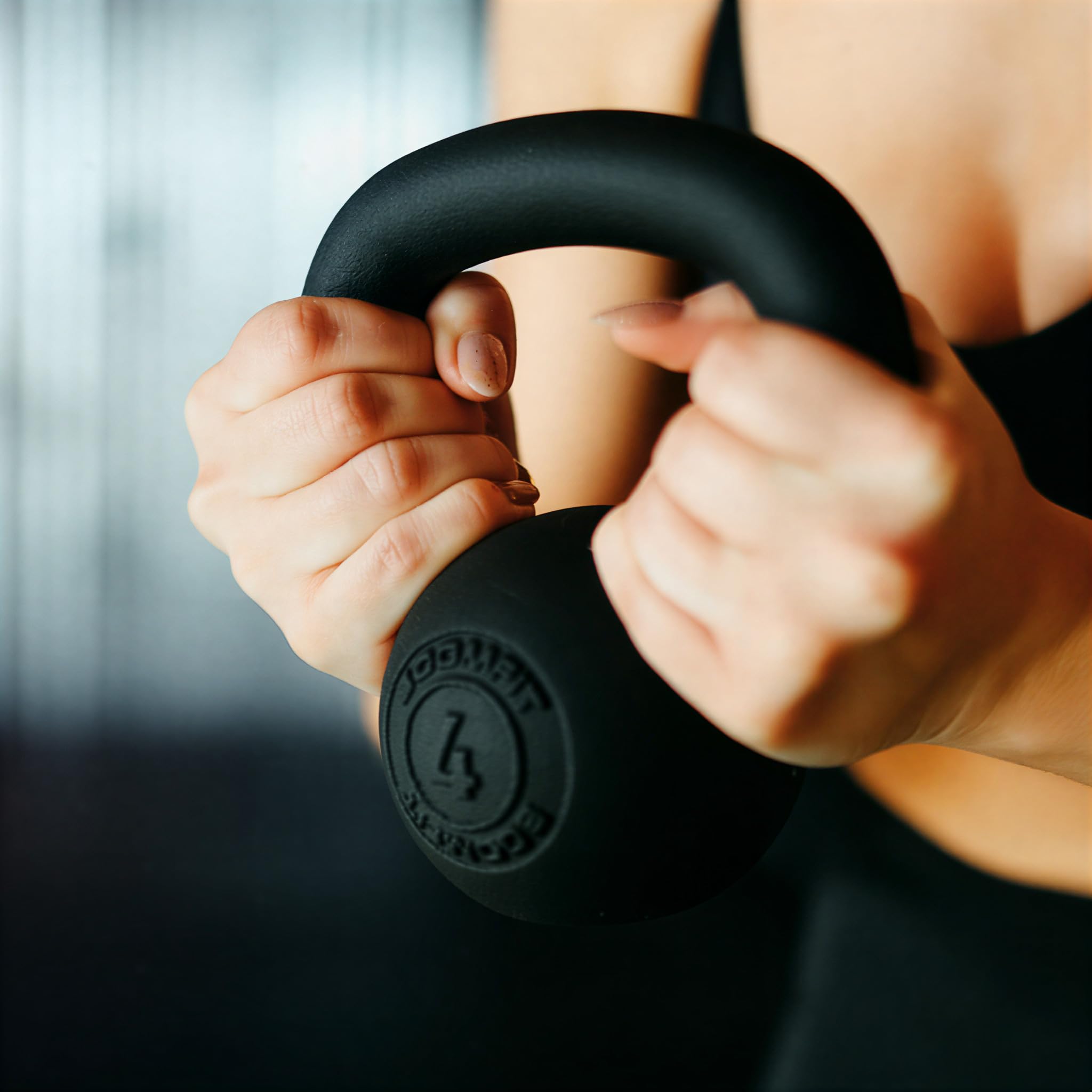 BOOMFIT Kettlebell Hierro Fundido 4-24 kg | Pesa Rusa Fuerza y Cardio